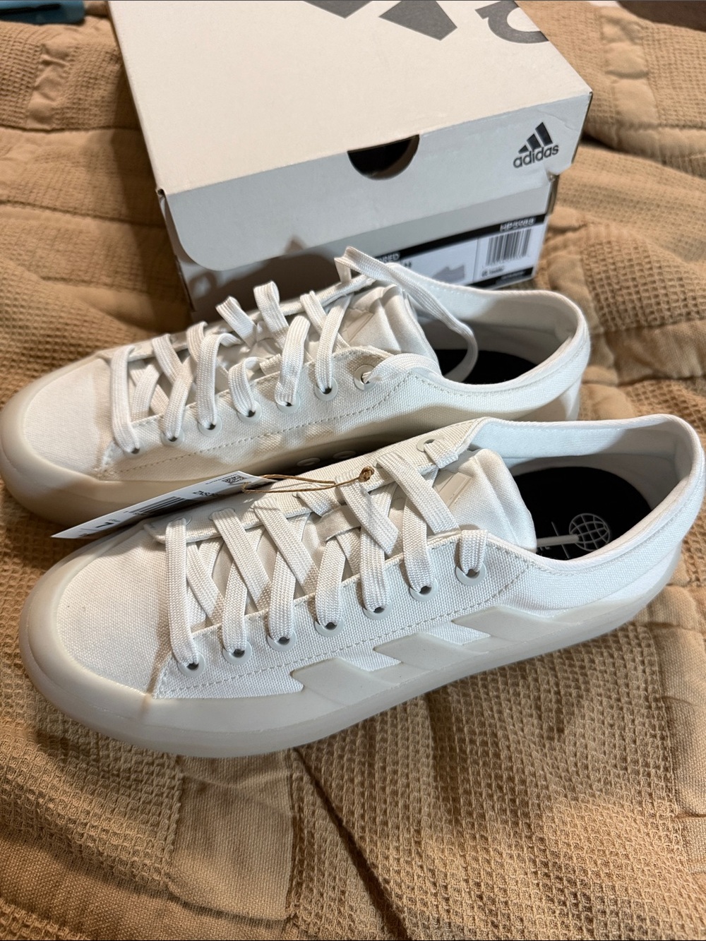 adidas White Low-Top Canvas Sneakers